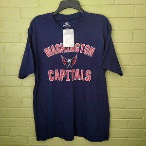 Washington Capitals Shirt LARGE Short Sleeve Fanatics NHL Team Name Logo NEW A1